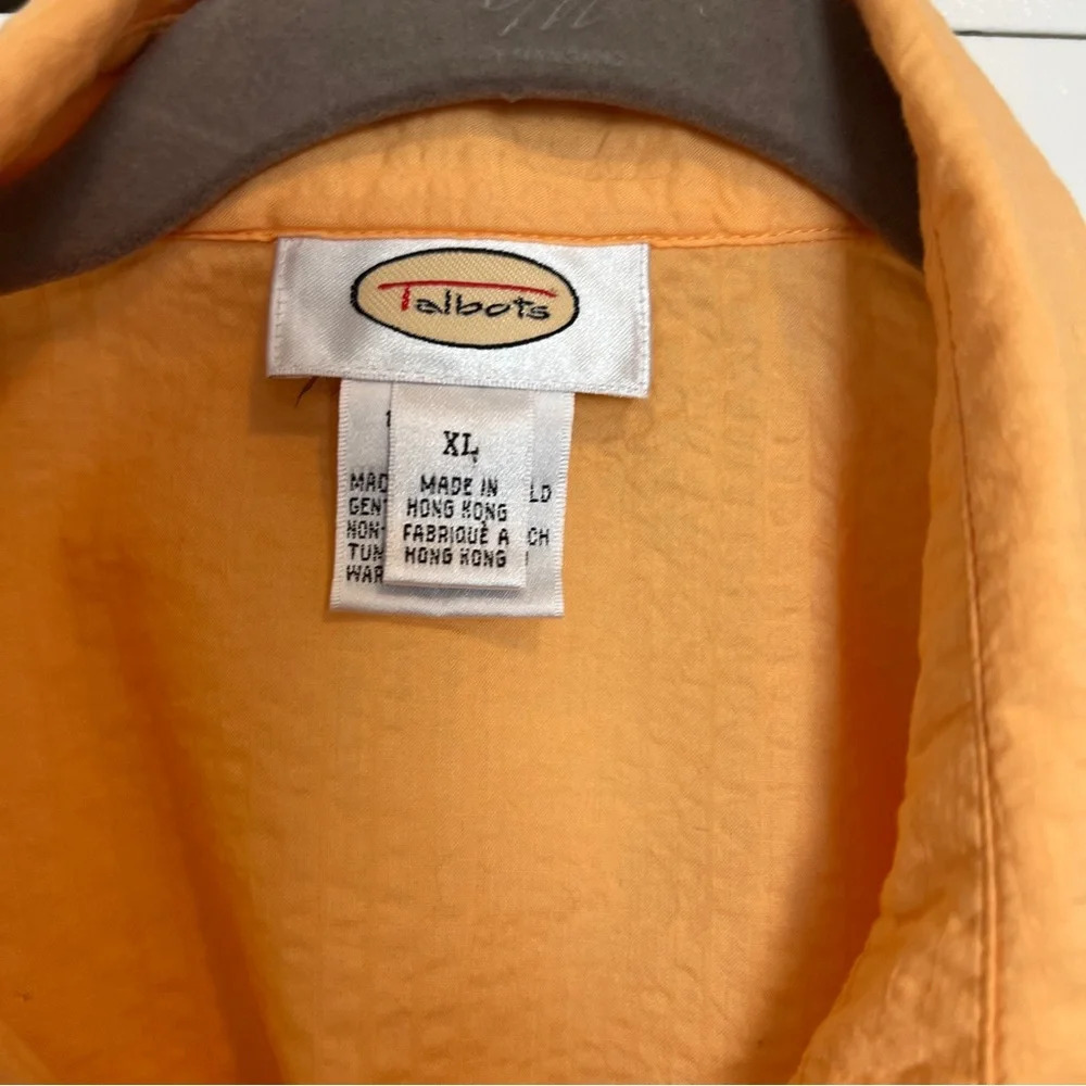 Talbots orange 3/4 sleeve button down shirt, XL - Picture 5 of 8
